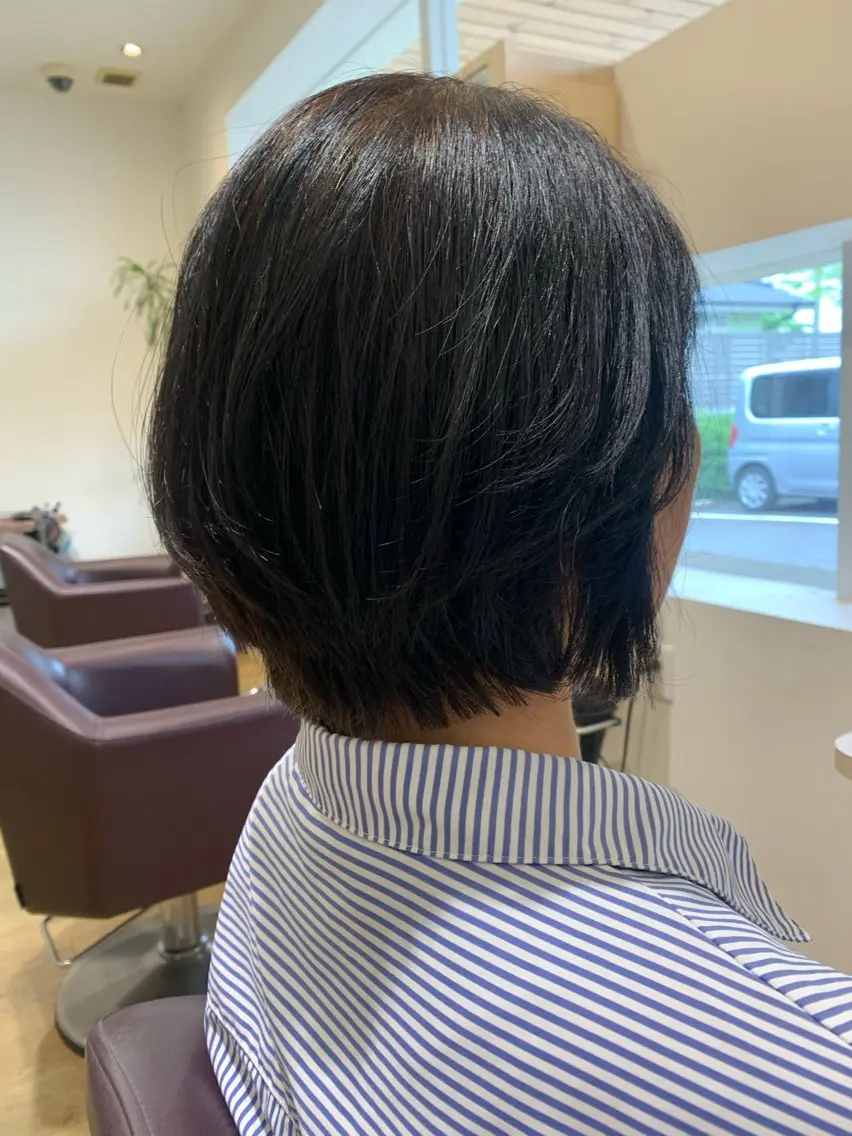 セミロング ショートボブ ボブ くせ毛 縮毛矯正 カット 縮毛矯正 T つぐみのヘアスタイル