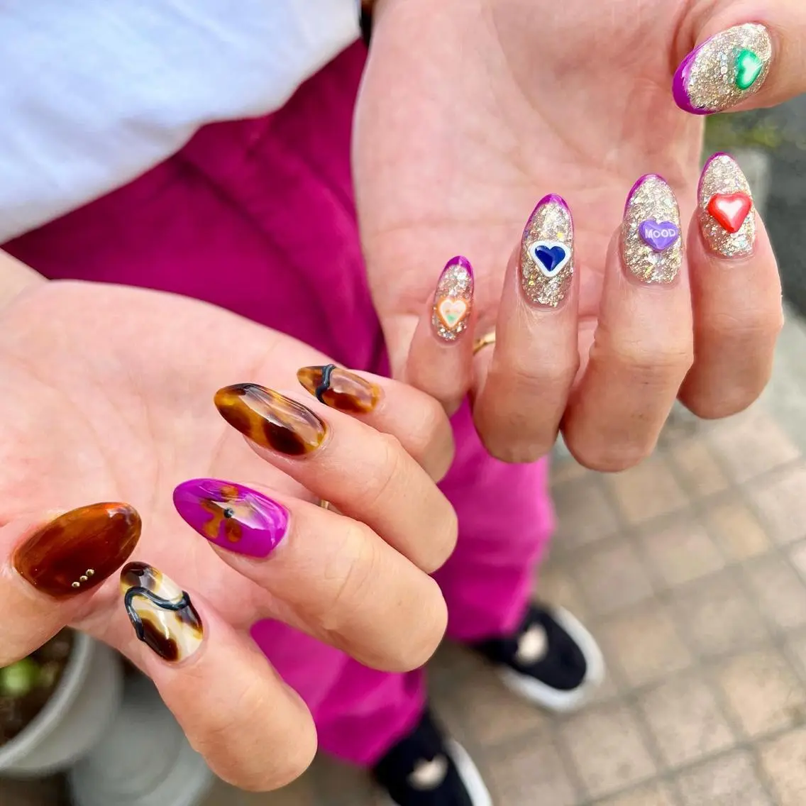 ネイル べっ甲ネイル ラメ(グリッター) BEE NAILのネイルデザイン