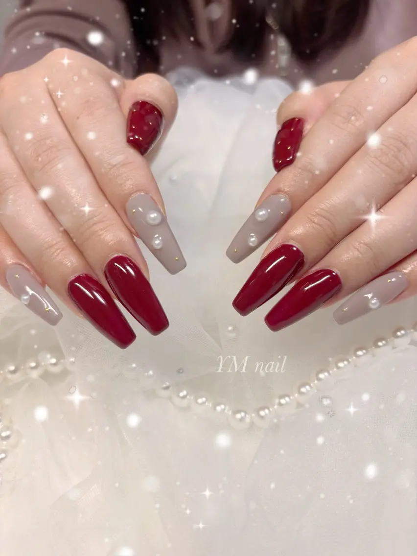 ネイル ボルドー スカルプネイル ハンドネイル YM nailのネイルデザイン