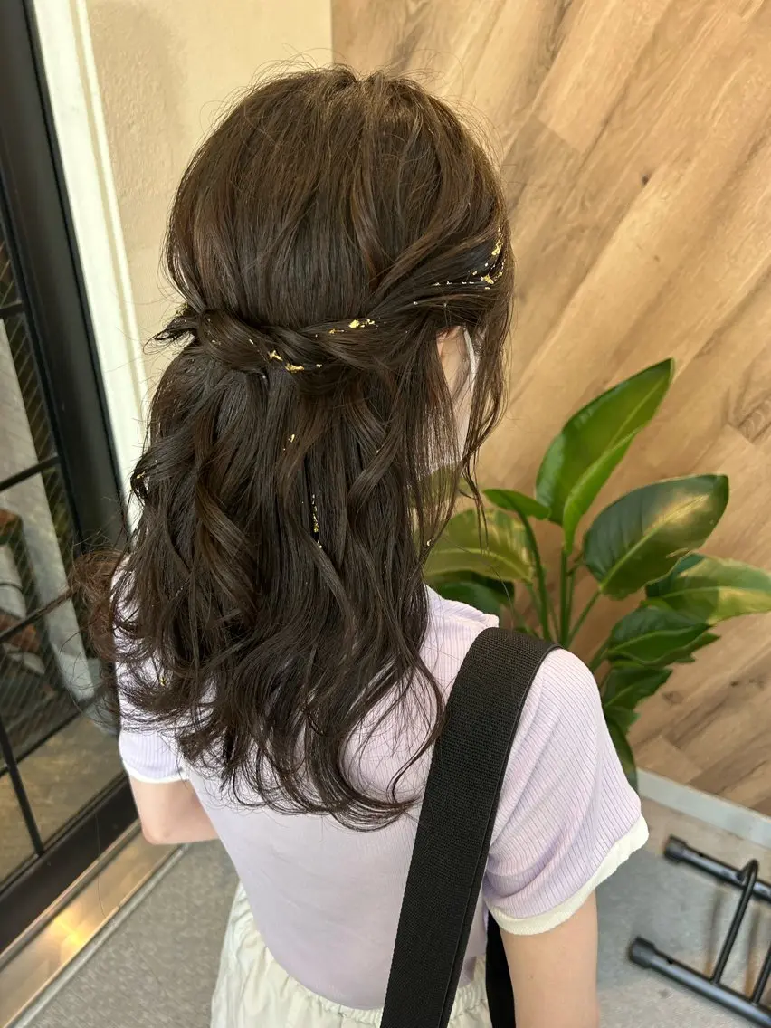 ロング ヘアアレンジ ハーフアップ ヘアセット SHANTi 飯塚 ヘアセット/髪質改善のヘアスタイル