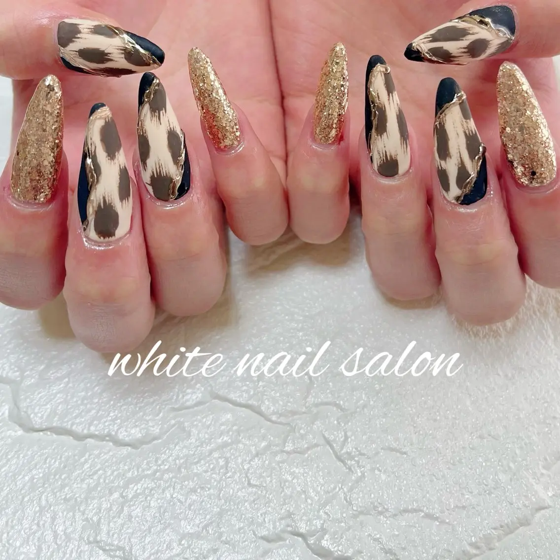 ネイル 長さ出し ラメ(グリッター) 持ち込み ハンドネイル white nail salonのネイルデザイン