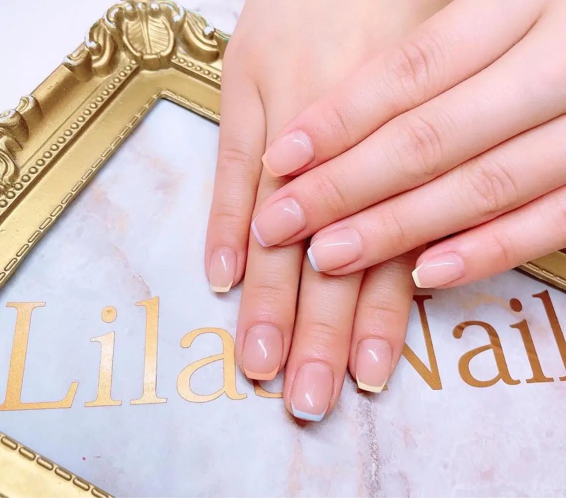 ネイル チークネイル フレンチネイル ジェルネイル ハードジェル ハート Lilas Nailのネイルデザイン