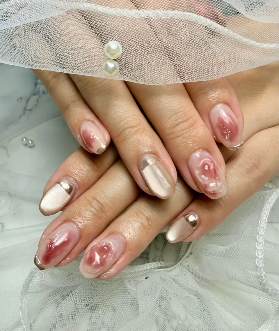 ネイル アートネイル チークネイル フラッシュネイル フラッシュマグ フレンチネイル Mai’s nailのネイルデザイン
