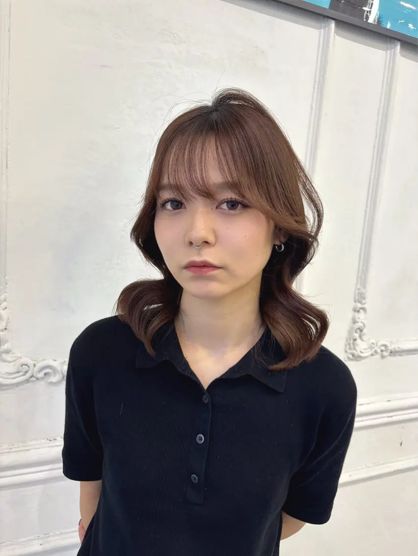 ミディアム カラー 韓国風ヘア レイヤーカット ヘアカラー トリートメント Maison Halu YUKIのヘアスタイル