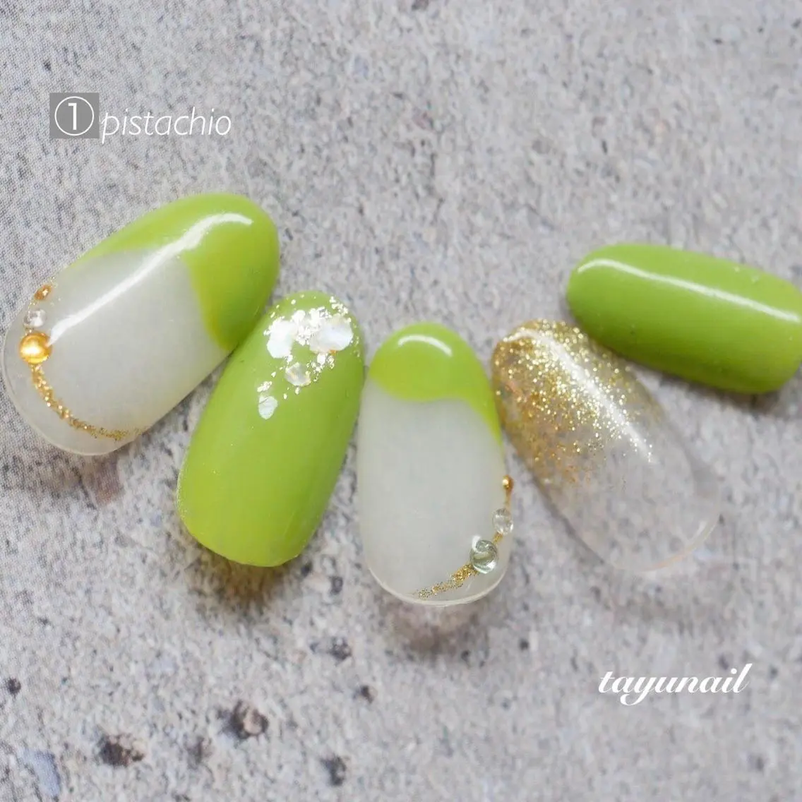 ネイル アートネイル ブルー ジェルネイル グリーン ワンカラーネイル ネイルサロン 【たゆnail】のネイルデザイン
