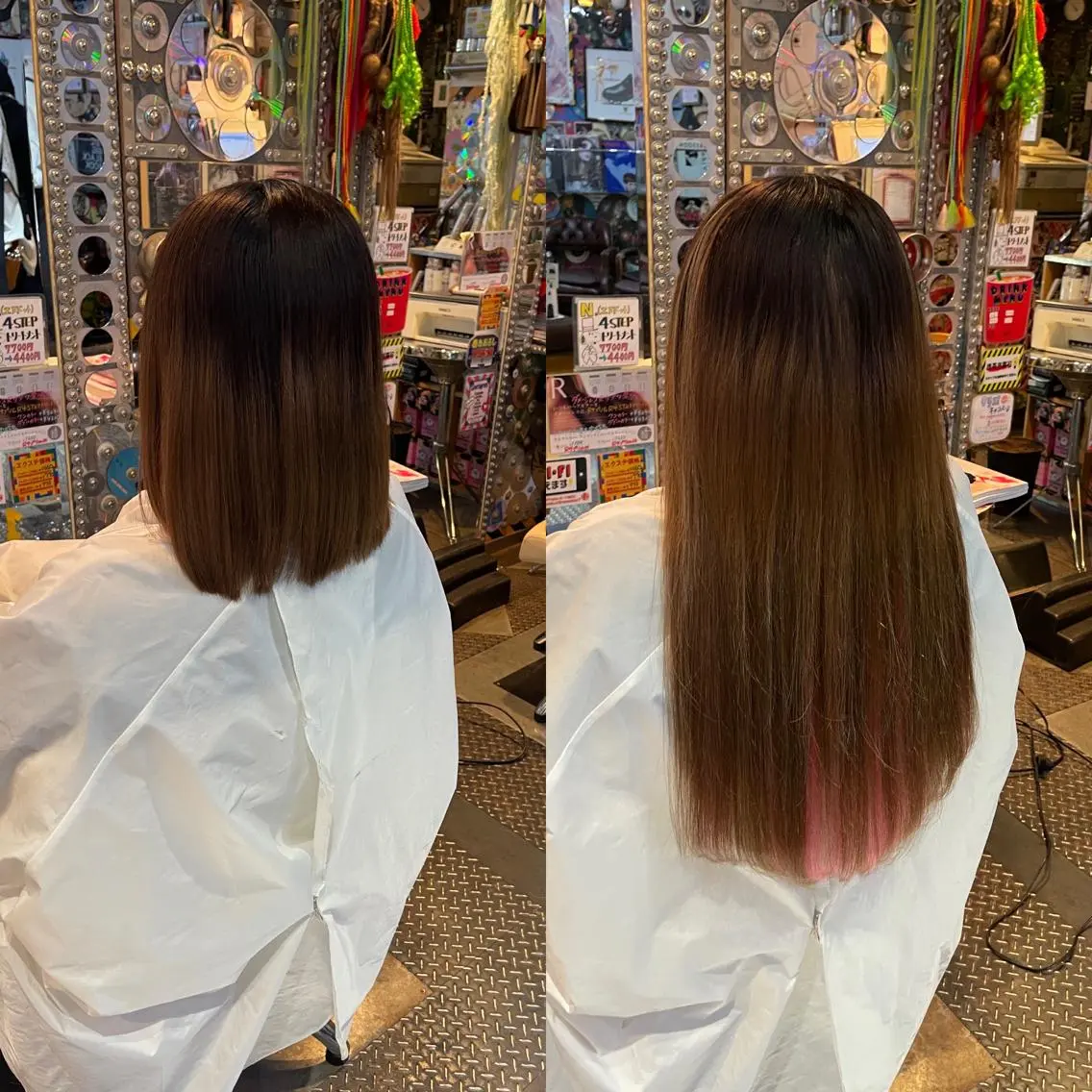 ミディアム カラー ヘアアレンジ 編み込みエクステ インナーカラー ピンクカラー エクステ 🌈派手髪エクステ ブレイズ🌈ひろとのヘアスタイル