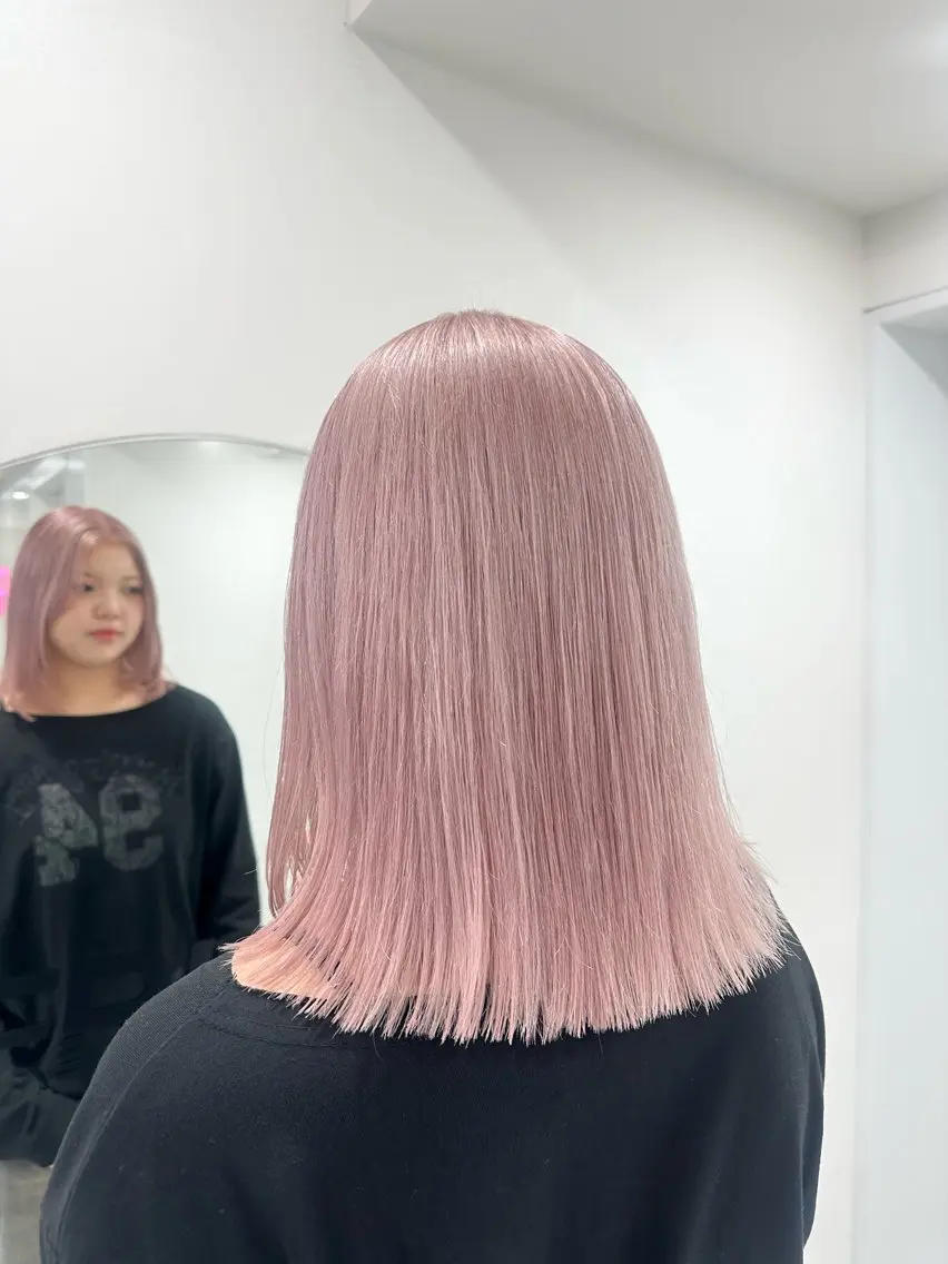 ミディアム ヘアカラー ヘッドスパ ヘアセット 韓国ガーリー🤍ハイ トーン🤍Ayanaのヘアスタイル