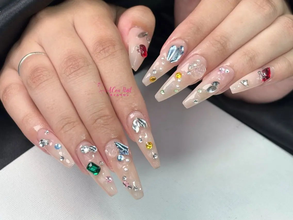 ネイル 桜ネイル 長さ出し フラワーネイル フレンチネイル ジェルネイル ハンドネイル ACon NailSalonのネイルデザイン