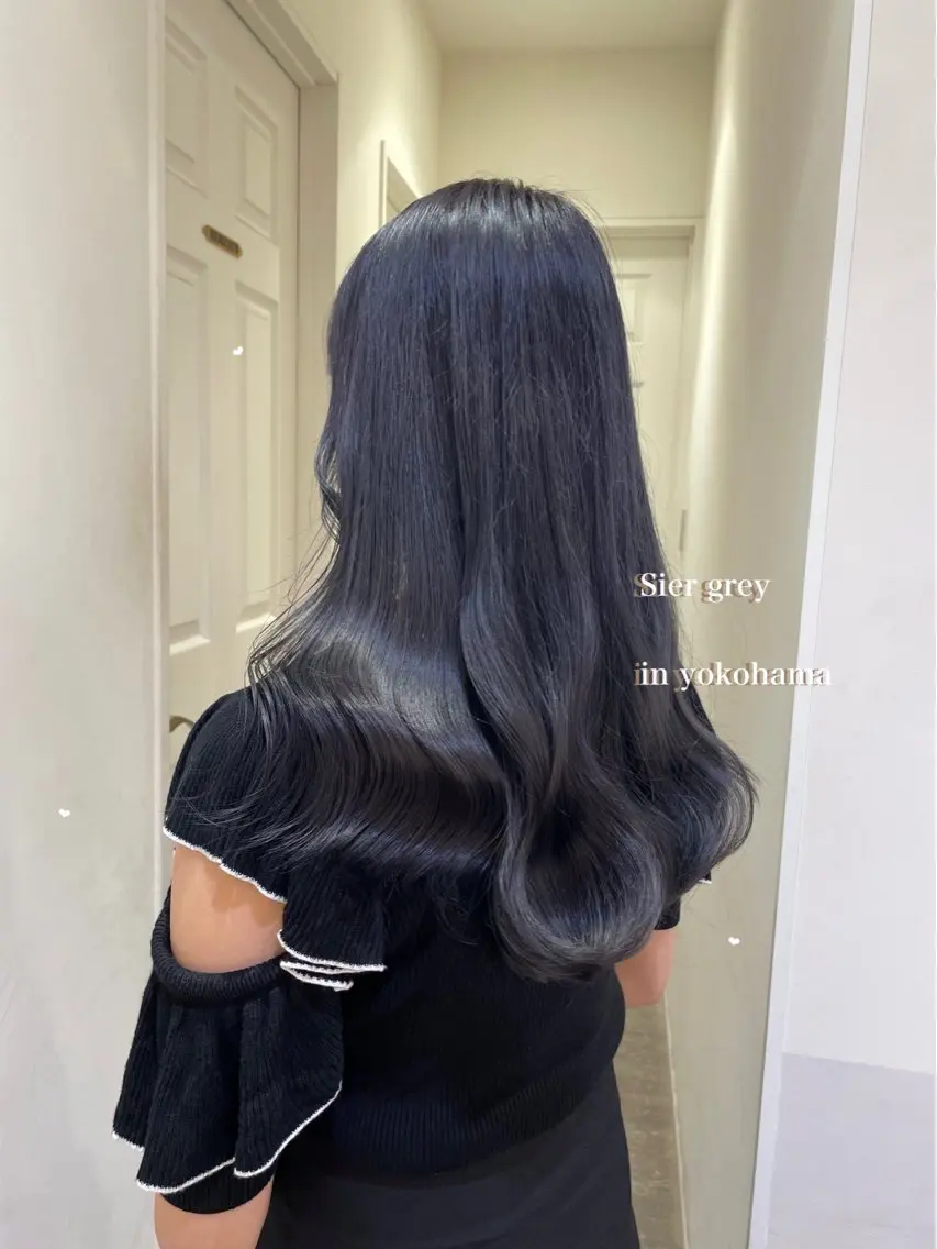 ロング カラー ブルーカラー 透明感カラー 韓国風ヘア カット ヘアカラー シールエクステ横浜 🐏☁️miminaのヘアスタイル