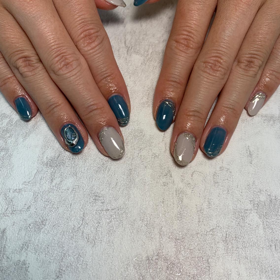 ネイル ブルー シルバー Li aile eye&nailのマツエク・マツパデザイン