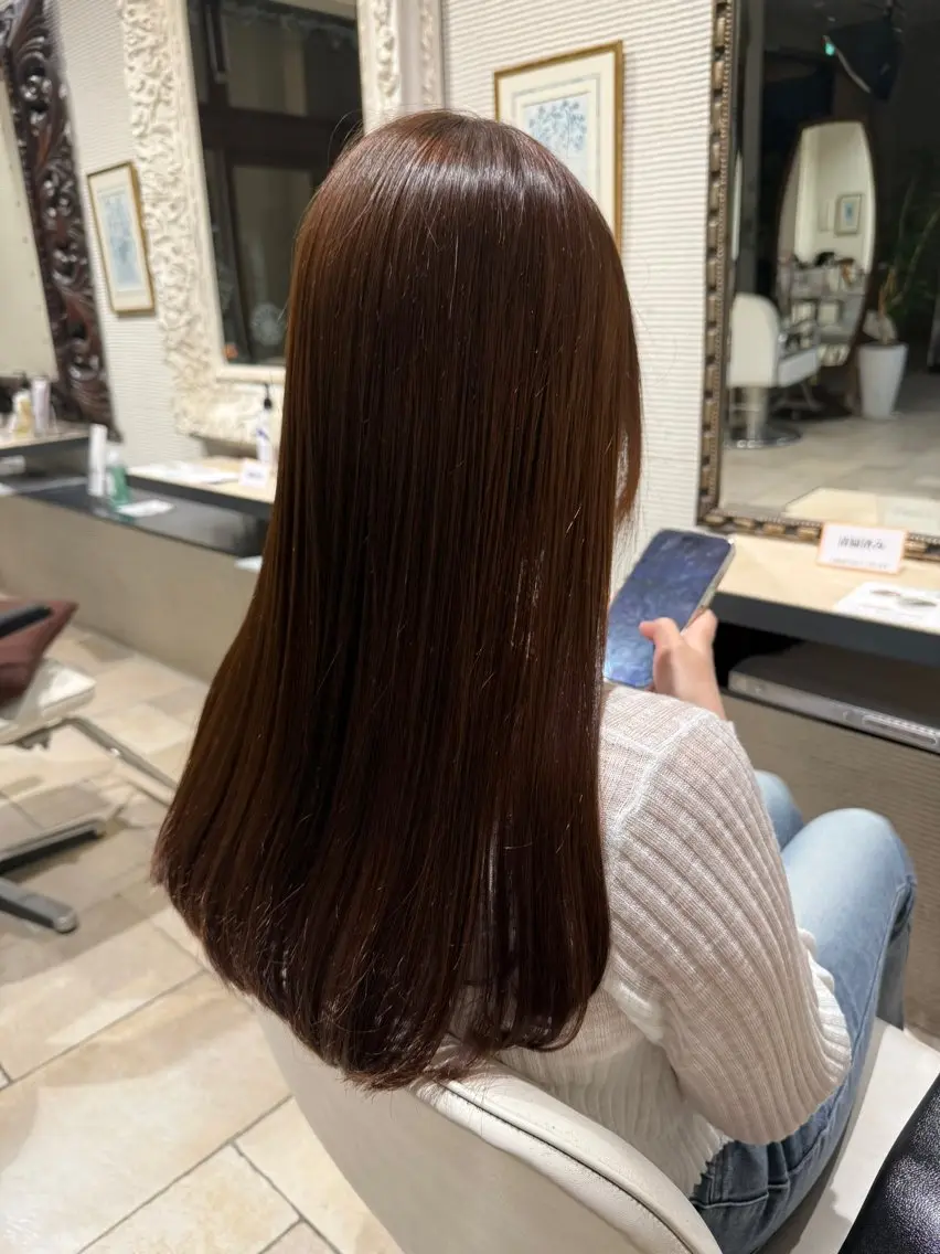 ロング パーマ 縮毛矯正 藤本 理愛のヘアスタイル