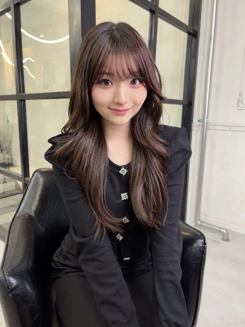 ロング 顔周りカット 韓国風ヘア レイヤーカット ロング Maison HARU宮本 楓のヘアスタイル