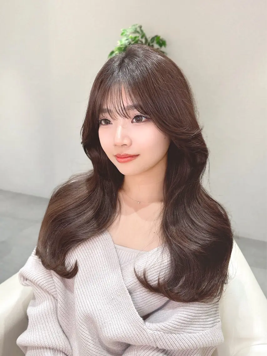ミディアム カラー カット ヘアカラー トリートメント ヘッドスパ ヘアセット 韓国ヘア/レイヤー/ 顔まわり/りょーとのヘアスタイル