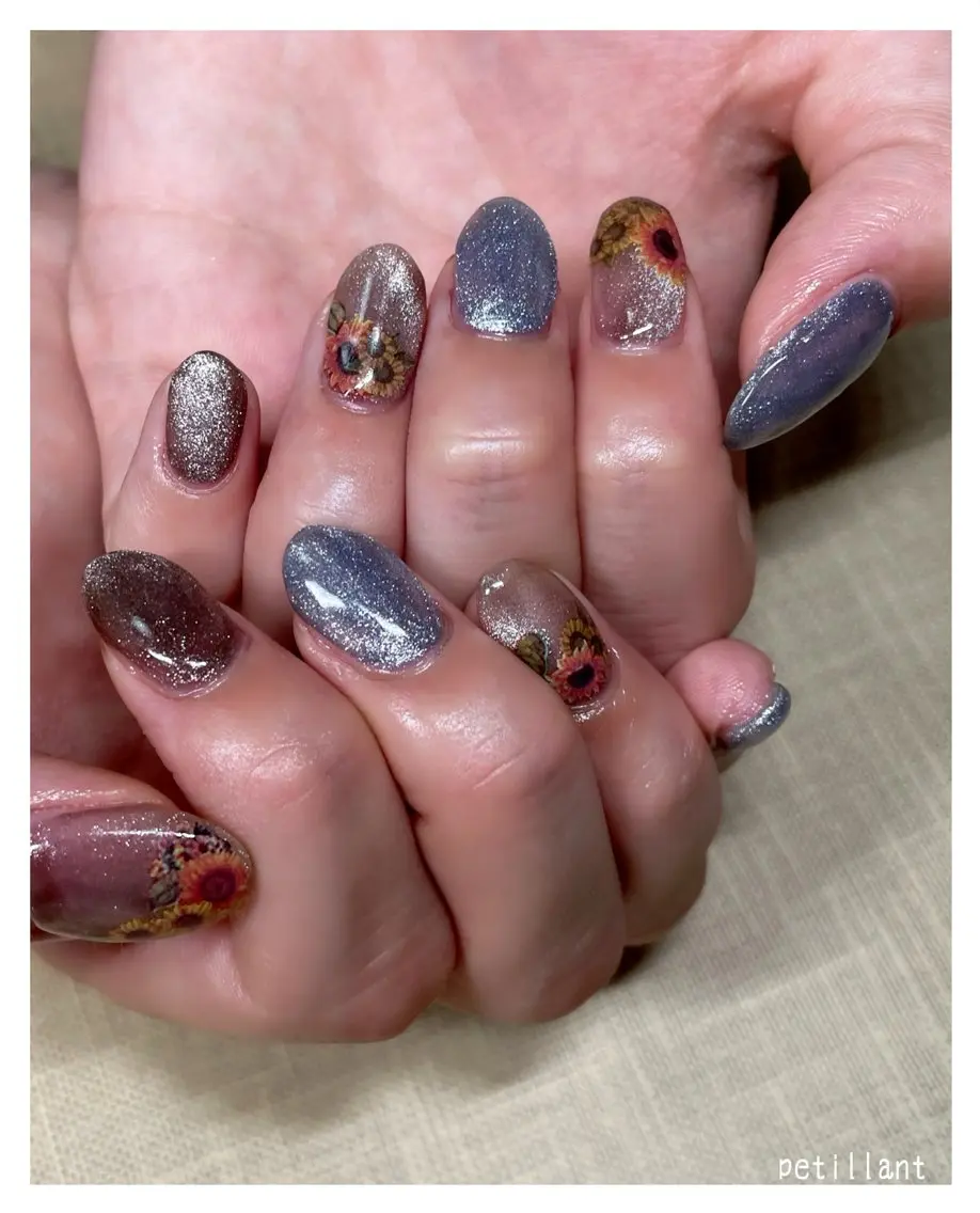 ネイル アートネイル マグネットネイル おそろいネイル nail salon petillantのネイルデザイン