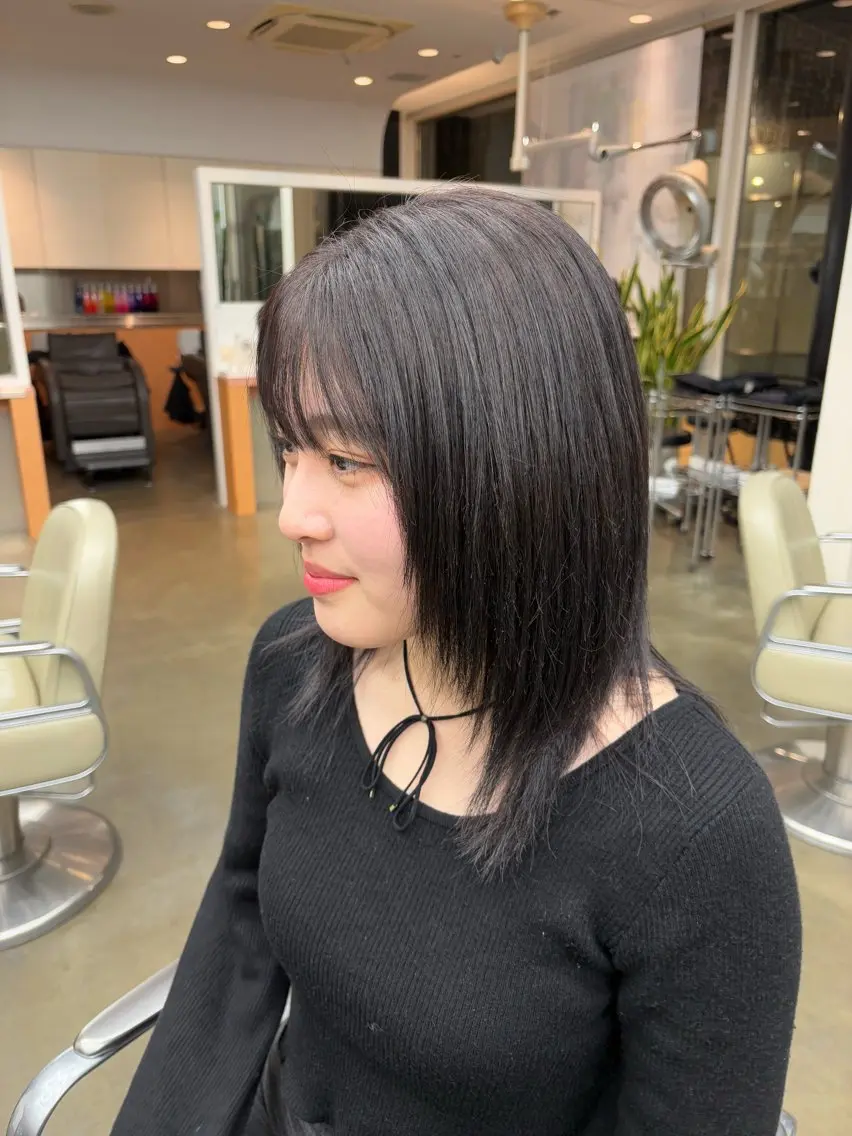 セミロング カラー ブリーチ 透明感カラー 縮毛矯正 nonoka/ボブ/ 暖色カラー/表参道のヘアスタイル
