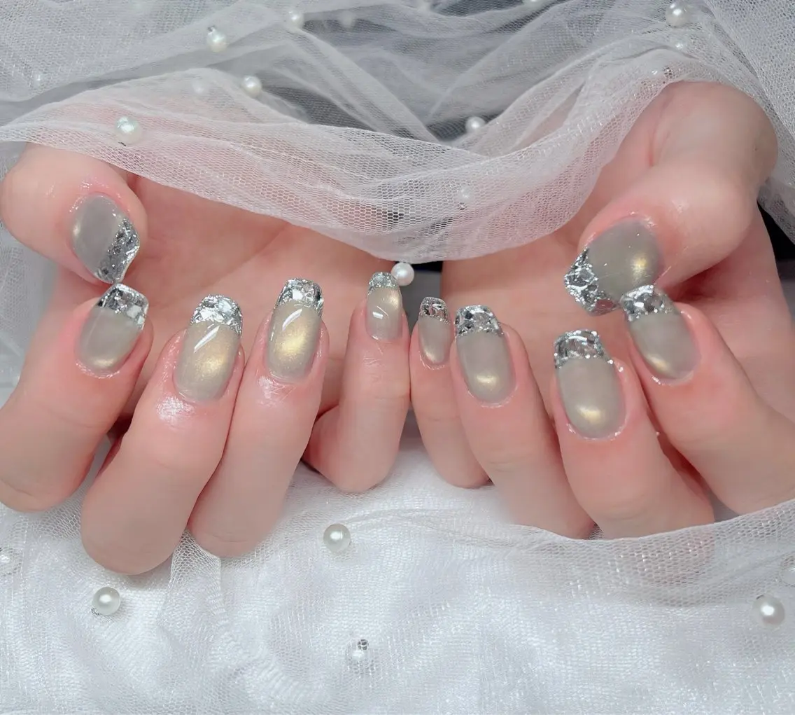 ネイル ハンドネイル 🎀PG🩵 ネイルサロンのネイルデザイン