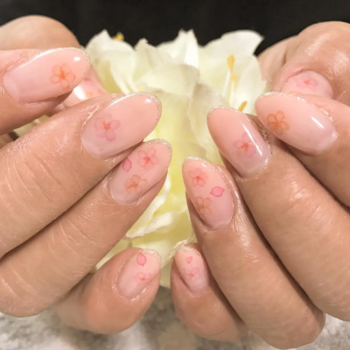 ネイル 桜ネイル フットネイル グラデーション ピンク シンプルネイル nail fufla ♡yamane♡のネイルデザイン