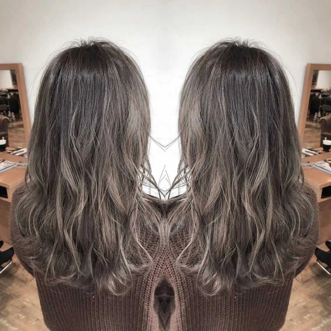 セミロング カラー アッシュ 透明感カラー カット ヘアカラー トリートメント ヘッドスパ 木下大地 HAIR  Oneのヘアスタイル