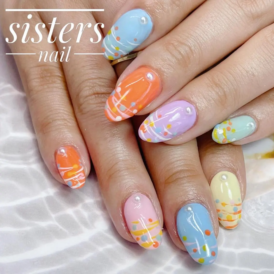 ネイル アートネイル 夏ネイル ヨーヨーネイル sisters nail.fのネイルデザイン