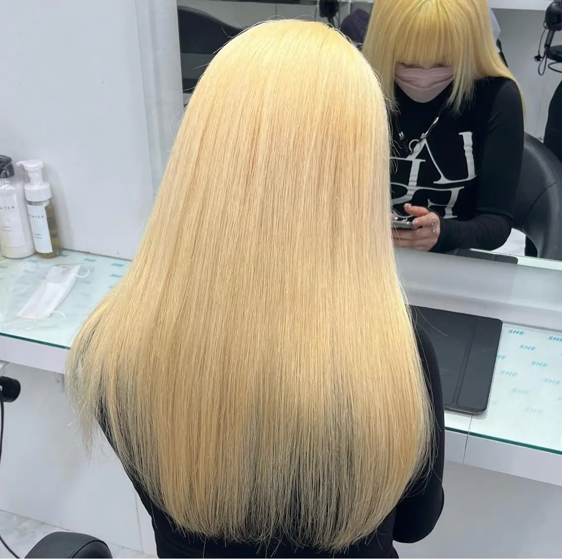 ミディアム カラー ブロンド ピンクカラー ヘアカラー 【🥀履歴修正🥀】 ハイトーン職人/拓真のヘアスタイル