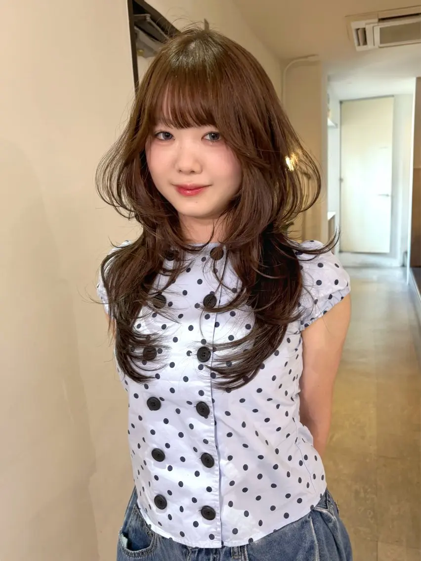 ロング カラー ブリーチ 透明感カラー ブリーチなしカラー カット ヘアカラー mizuki/ピンク ベージュ.レイヤーのヘアスタイル
