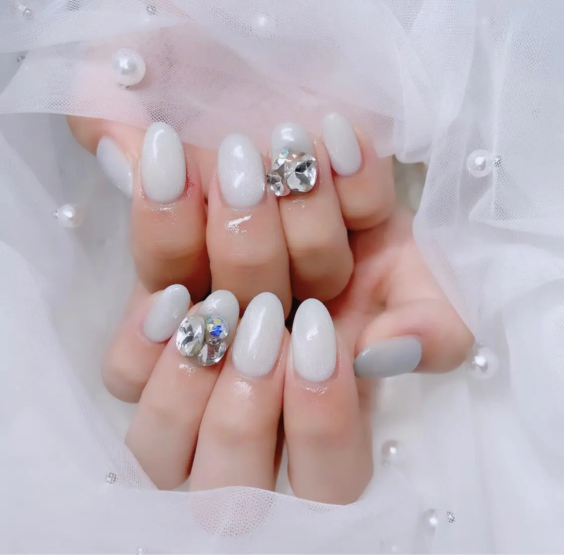 ネイル チークネイル フラッシュネイル フレンチネイル キラキラネイル 韓国ネイル ハンドネイル merci nailのネイルデザイン