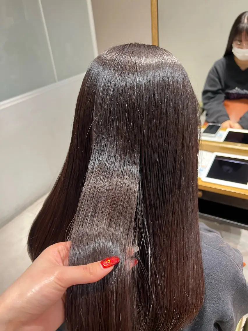 ロング カラー ブラウンカラー ワタナベ モカ🦢ダブルカラーのヘアスタイル