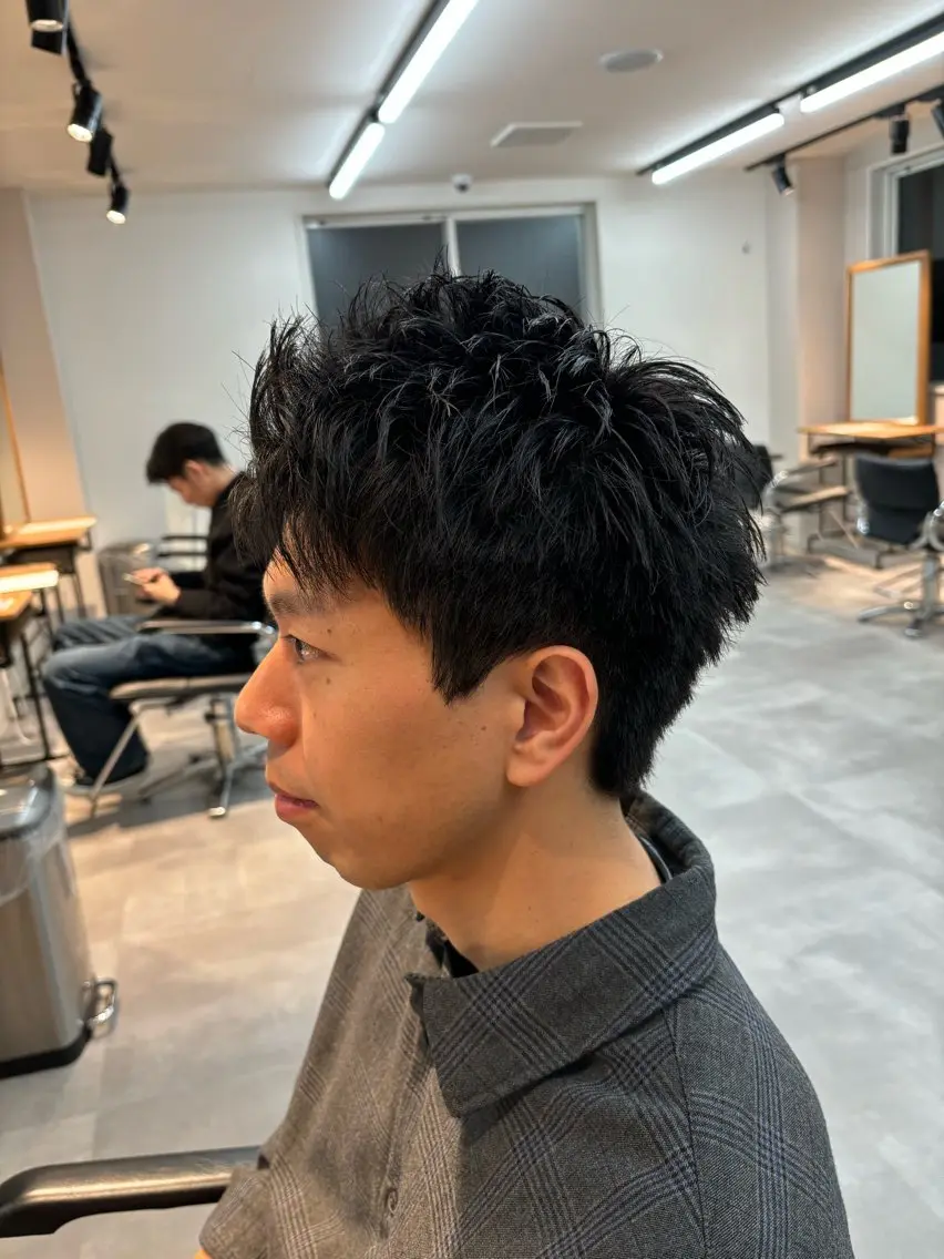メンズ ビジネス メンズショート 保立フェザーパーマ /メンズカット船橋駅のヘアスタイル