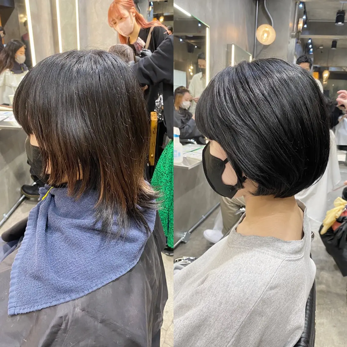 ショート カラー ショートボブ 黒髪 ブルーカラー ブルーブラック ボブ カット ヘアカラー トリートメント 透明感カラー🌿 グレージュ🐺陽介のヘアスタイル