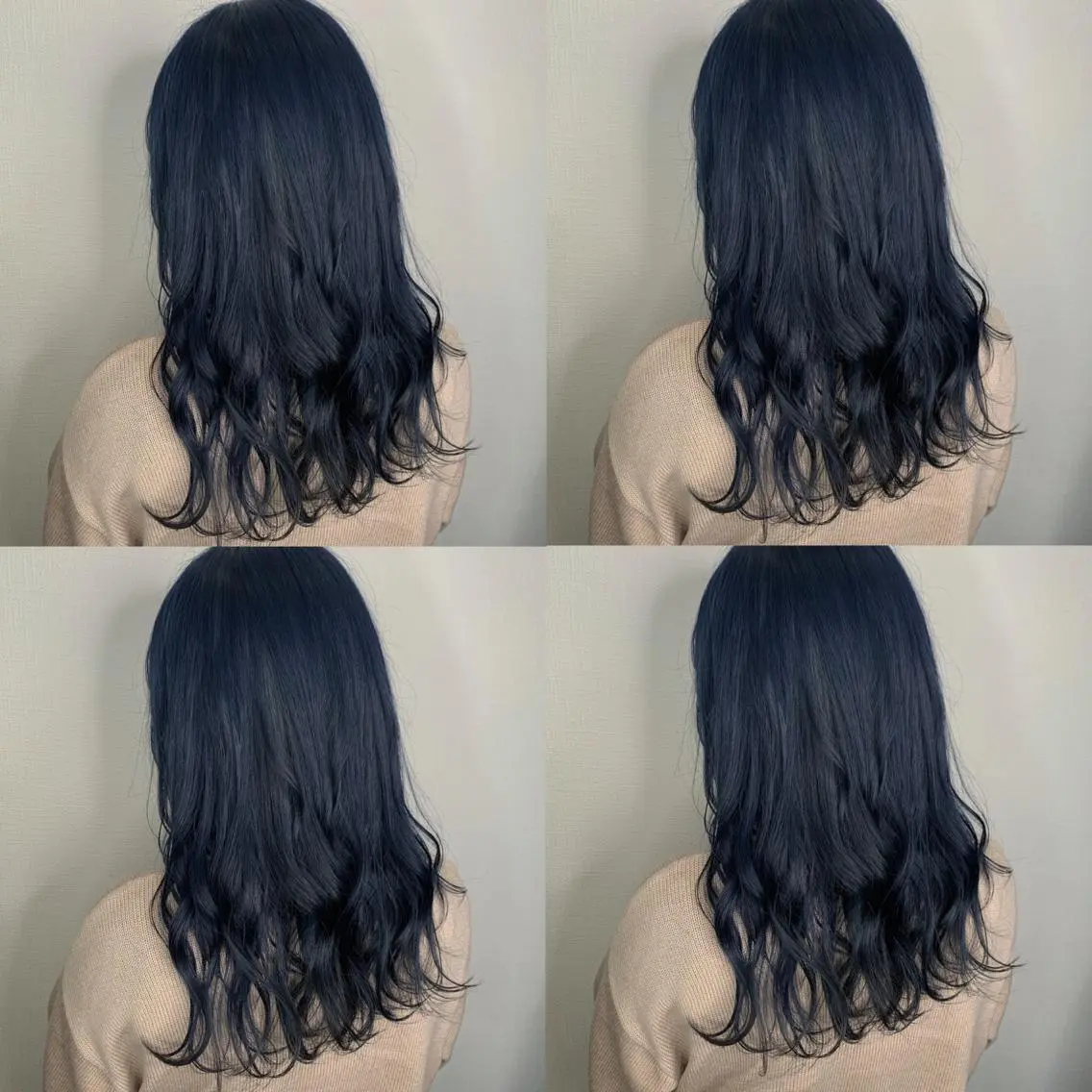 セミロング カラー ヘアアレンジ ブリーチ ブルーカラー ネイビーカラー ヘアカラー 袴田 伊代のヘアスタイル