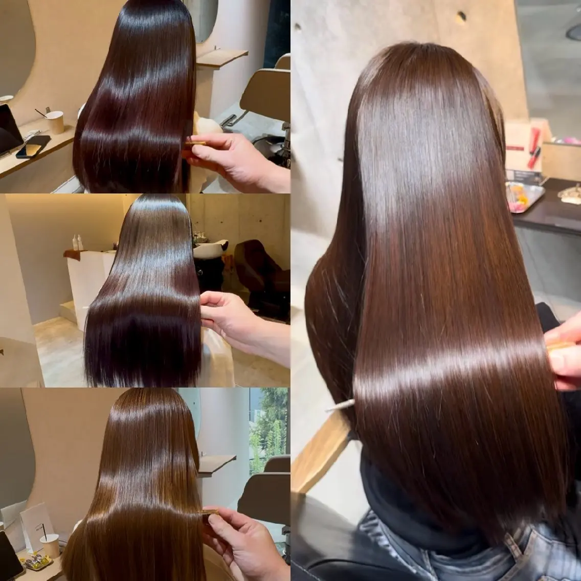 ロング ヘアカラー トリートメント 髪質改善×美髪矯正 艶髪カラー白田晴香のヘアスタイル