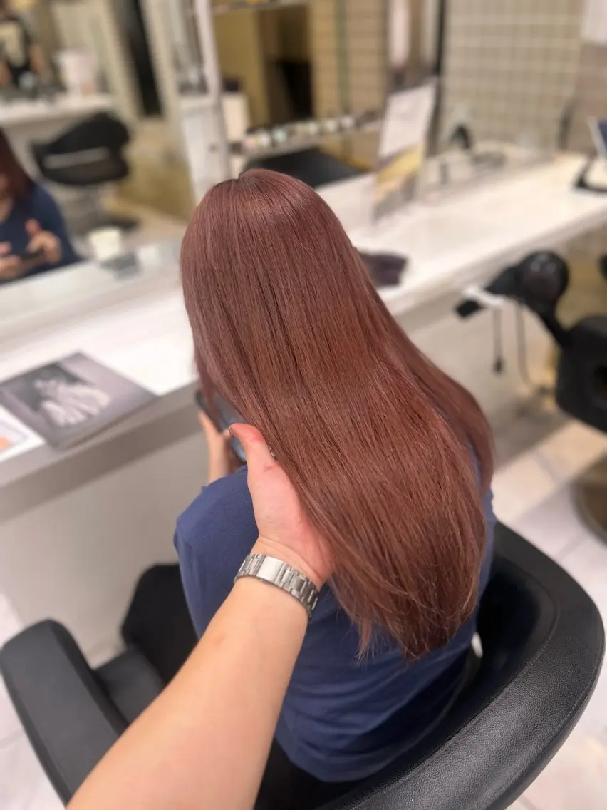 セミロング カラー パーマ ヘアアレンジ メンズ キッズ ヘアカラー 🦋韓国レイヤー｜ 透明感グレージュ🦋のヘアスタイル