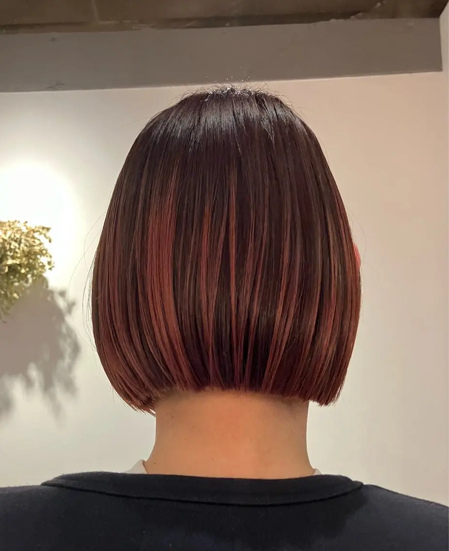 カラー ブリーチ ピンクカラー ピンクパープル 阿部 貴子のヘアスタイル
