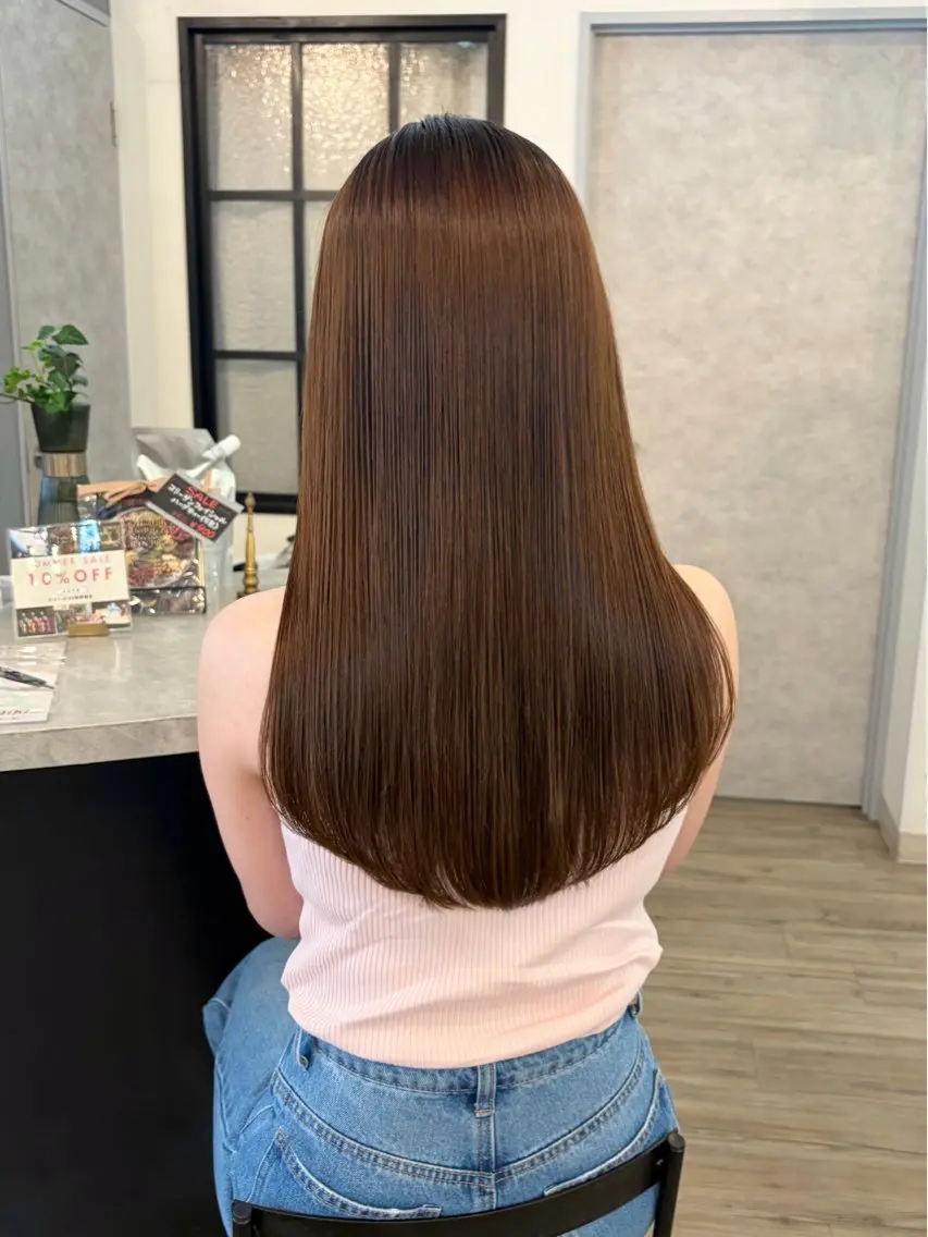 セミロング カット 縮毛矯正 トリートメント sato ayaka |透明感カラー🫧のヘアスタイル