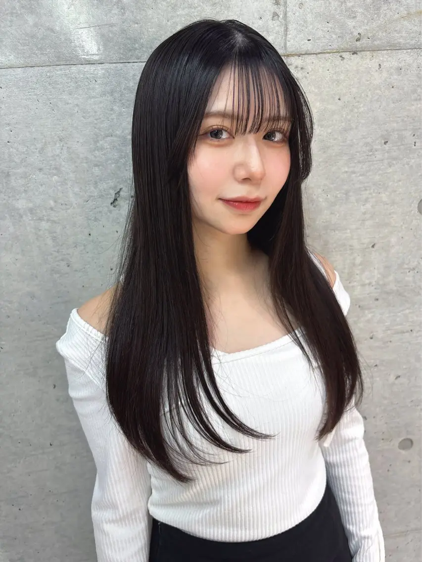 ロング 縮毛矯正 トリートメント 福岡縮毛矯正✨️ ストレート 向井和輝のヘアスタイル