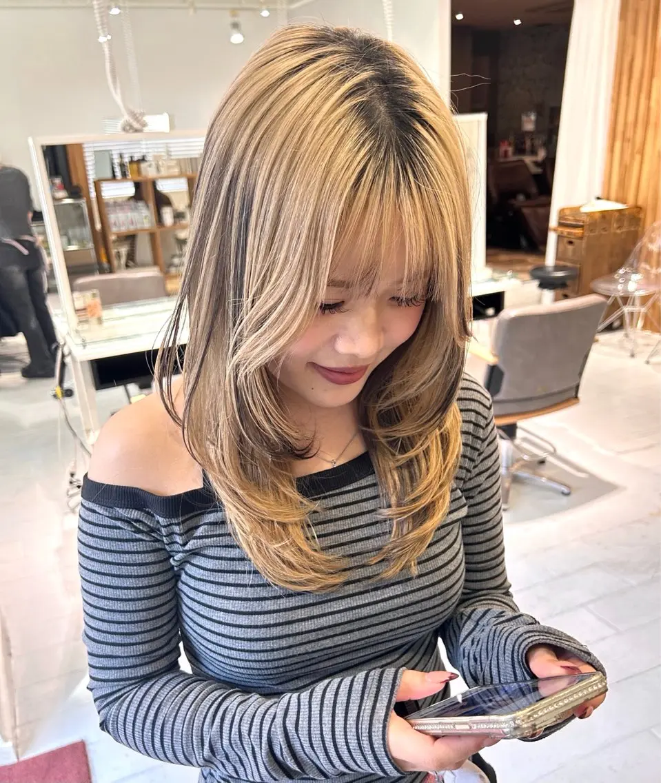 セミロング 韓国ヘア ‎⟡.·KANA🐥のヘアスタイル