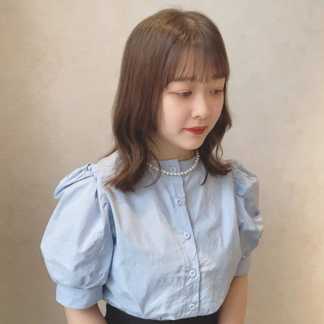 ミディアム カラー 透明感カラー ヘアカラー コトミ 韓国／ボブのヘアスタイル