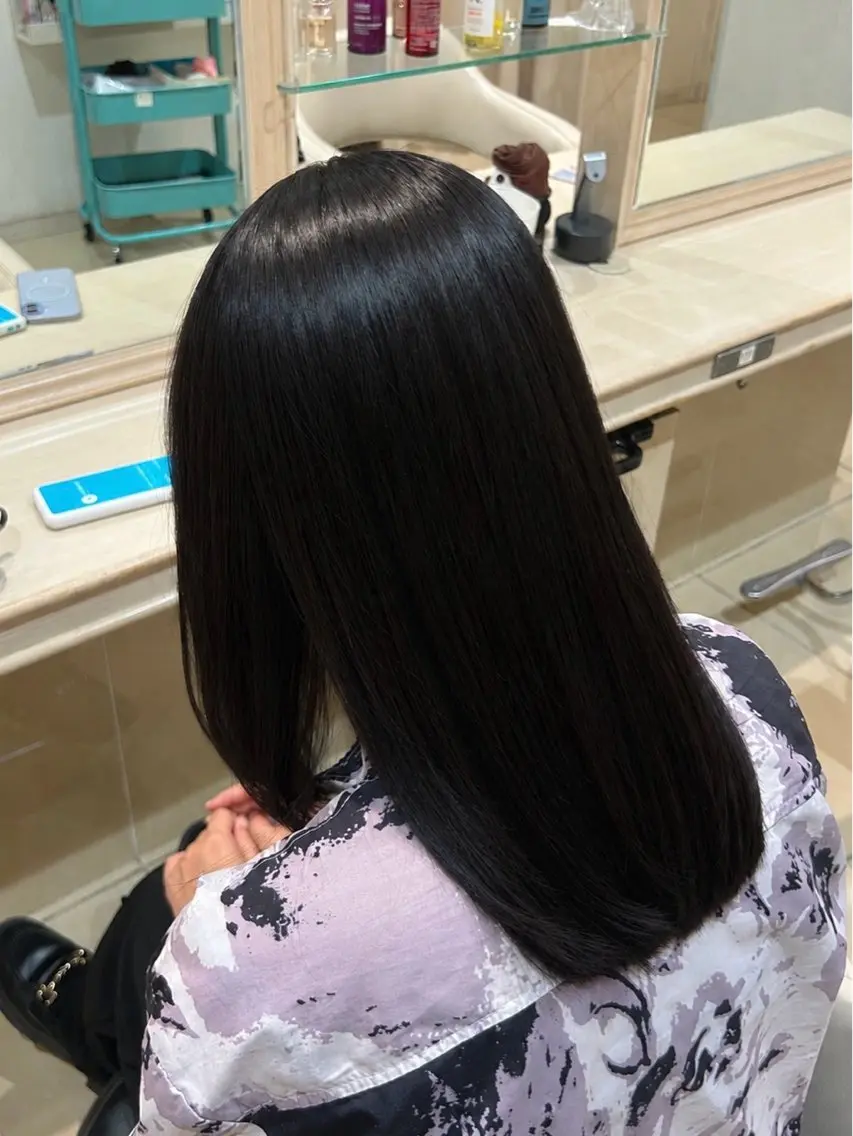 ミディアム パーマ 縮毛矯正 縮毛矯正 トリートメント Kasumi 🎀艶カラーのヘアスタイル