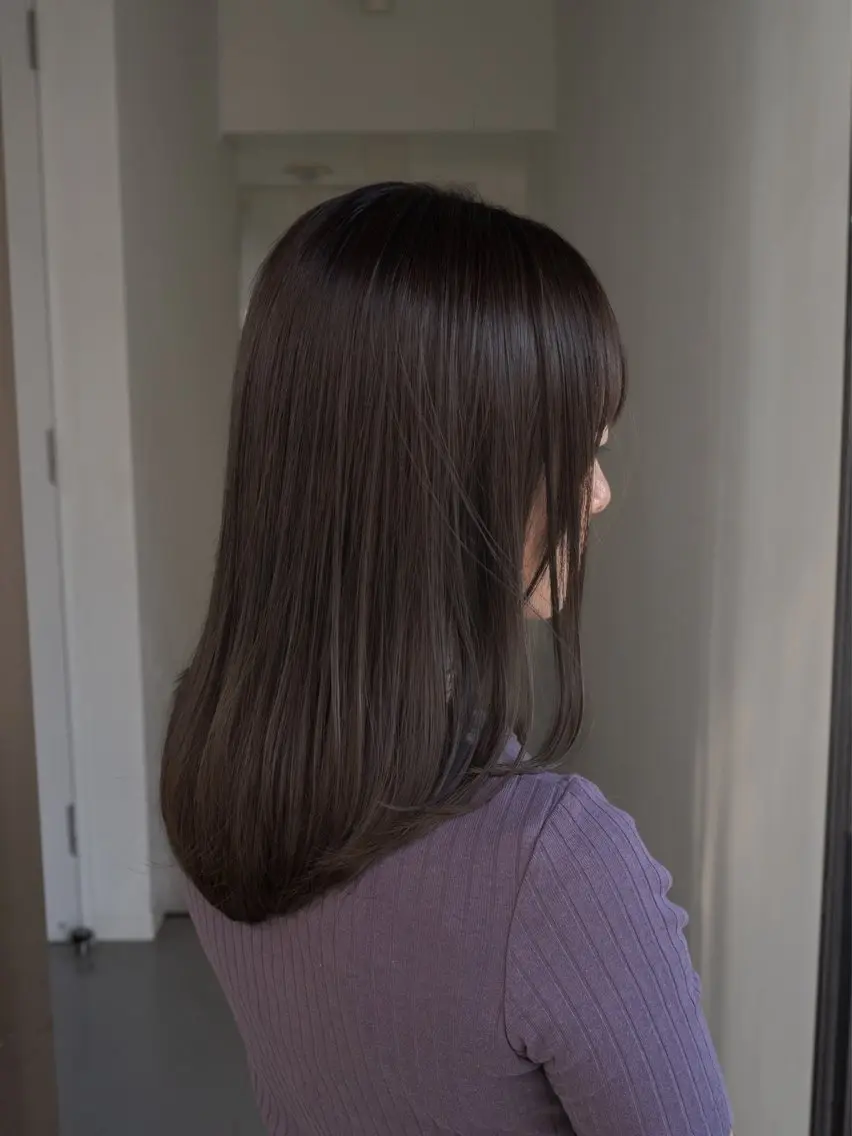 ミディアム カラー ブリーチ 透明感カラー ブリーチなしカラー レイヤーカット 酸性ストレート カット ヘアカラー トリートメント navile原宿 yumaのヘアスタイル