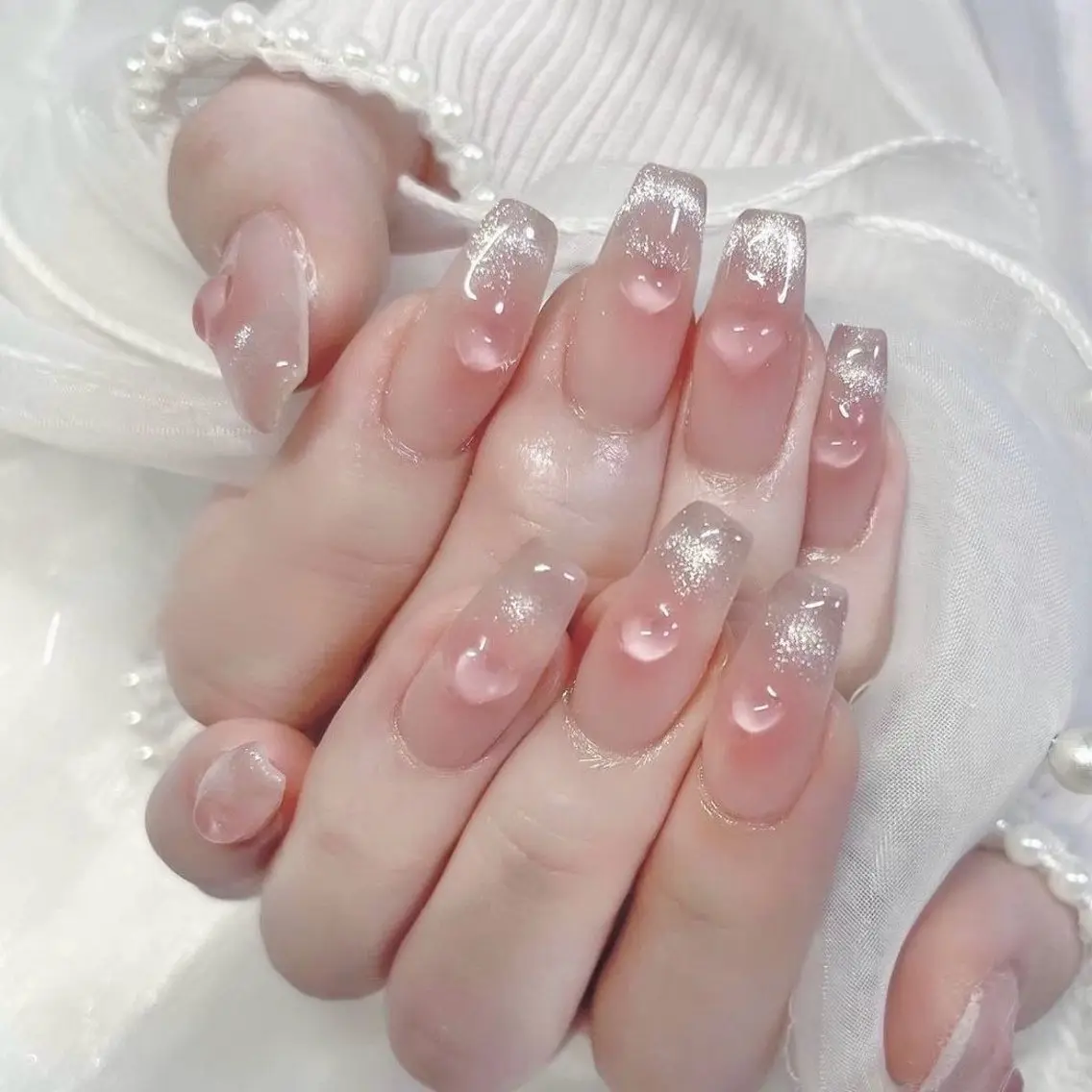 ネイル 長さ出し フレンチネイル グラデーション 卒業式 マグネットネイル Sora nail 長さ出し専門店のネイルデザイン