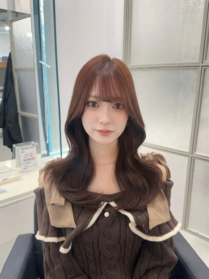 セミロング カラー ブラウンカラー ピンクカラー ピンクブラウン カット ヘアカラー トリートメント 韓国ヘア/髪質改善 /natsuki🧸のヘアスタイル