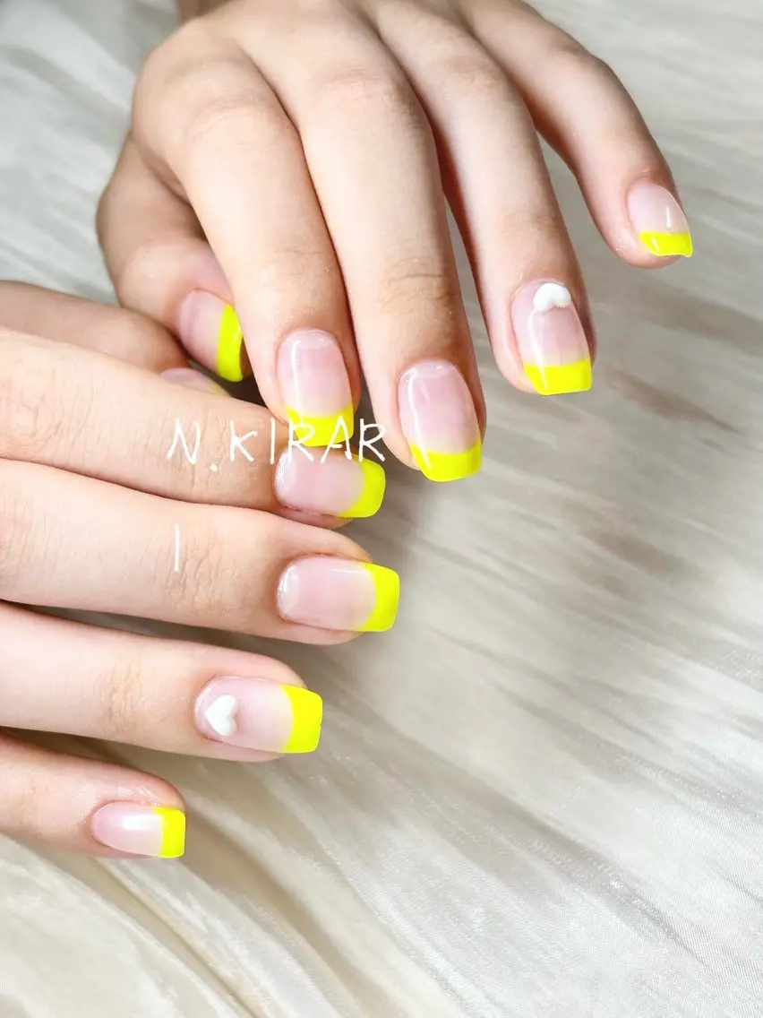 ネイル フレンチネイル ハート ハンドネイル ハンドケア ETE LUNA NAILのネイルデザイン