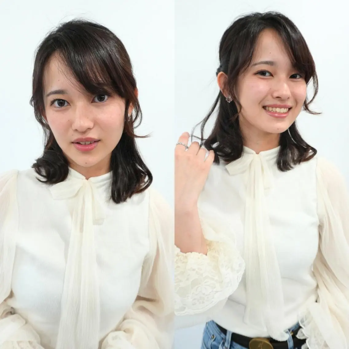 ミディアム パーマ デート 小顔カット トリートメント Endearing 銀座/レイヤーカットのヘアスタイル