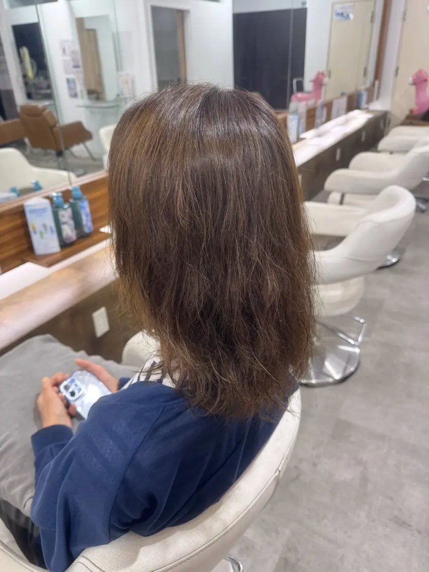 ミディアム カラー パーマ ミディアムパーマ ★モデル募集 星来★のヘアスタイル