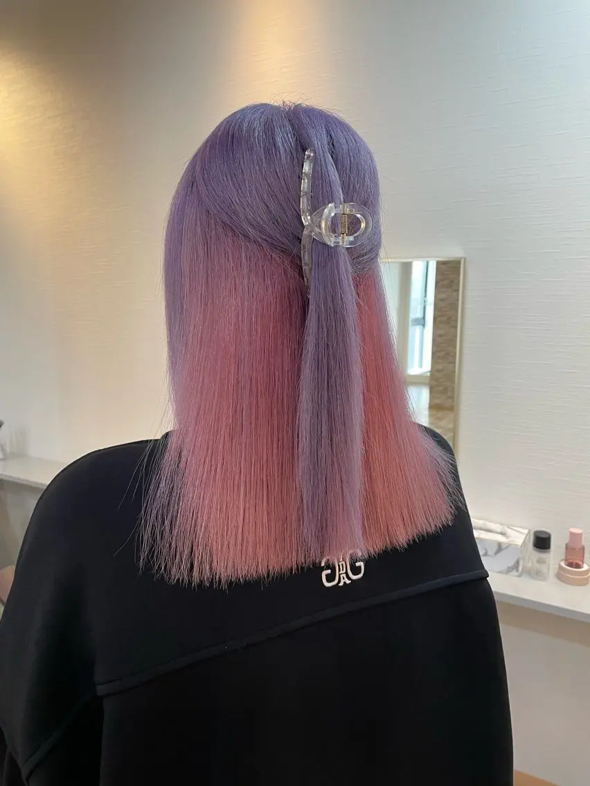 セミロング カラー ブリーチ ヘアカラー YUI/ ブリーチカラー🌷のヘアスタイル