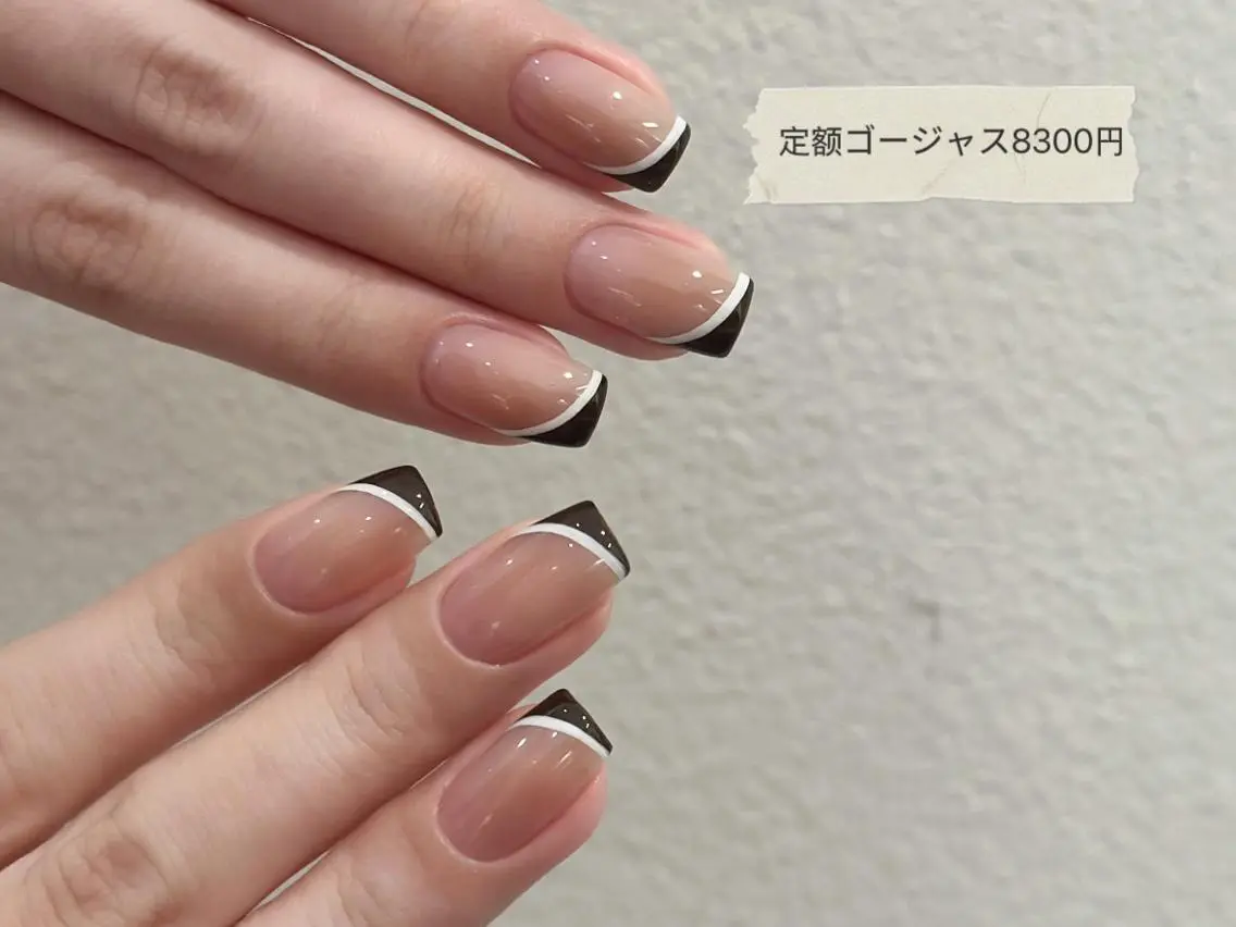 ネイル チークネイル 長さ出し フットネイル フレンチネイル ガラスフレンチ Nikoネイルサロン 本八幡店のネイルデザイン