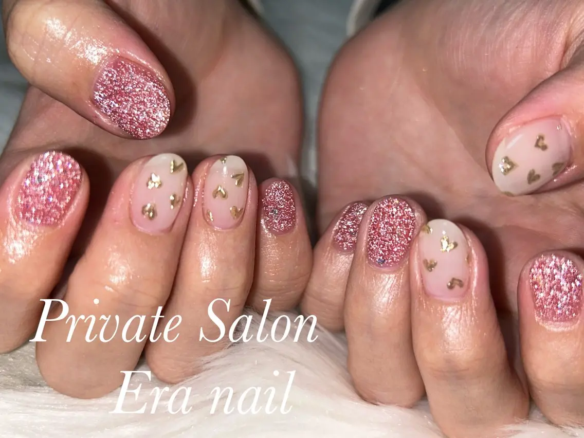 ネイル フラッシュネイル ハート ハンドネイル Era nailのネイルデザイン