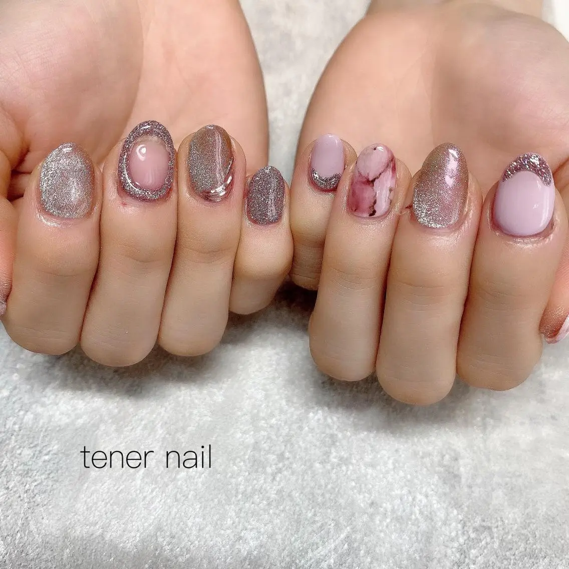 ネイル フラッシュネイル 大理石ネイル(マーブル) ピンク テネルネイル tener nailのネイルデザイン