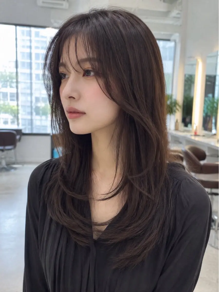 セミロング カラー ヘアカラー 韓国×艶ハイトーンが かわいい✨️リオ🍒のヘアスタイル