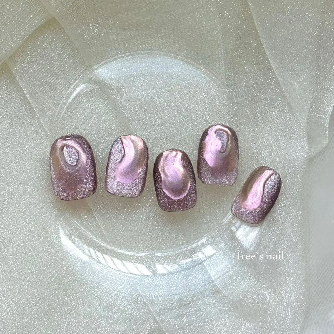 ネイル フラッシュネイル フラワーネイル ゴールド マグネットネイル ミラーネイル Free's nail Sakiのネイルデザイン